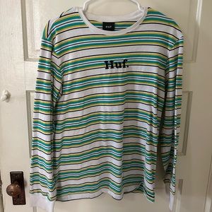 Huf Green, Teal and White Long Sleeve Shirt